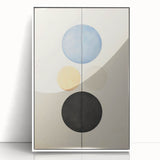 Vertical Geometric Circle Art - Modern Blue and Black Wall Canvas Decor