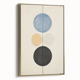 Vertical Geometric Circle Art - Modern Blue and Black Wall Canvas Decor