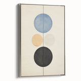 Vertical Geometric Circle Art - Modern Blue and Black Wall Canvas Decor