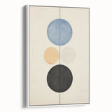 Vertical Geometric Circle Art - Modern Blue and Black Wall Canvas Decor