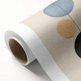 Vertical Geometric Circle Art - Modern Blue and Black Wall Canvas Decor