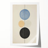 Vertical Geometric Circle Art - Modern Blue and Black Wall Canvas Decor