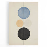 Vertical Geometric Circle Art - Modern Blue and Black Wall Canvas Decor