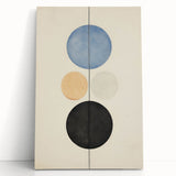 Vertical Geometric Circle Art - Modern Blue and Black Wall Canvas Decor