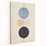 Vertical Geometric Circle Art - Modern Blue and Black Wall Canvas Decor