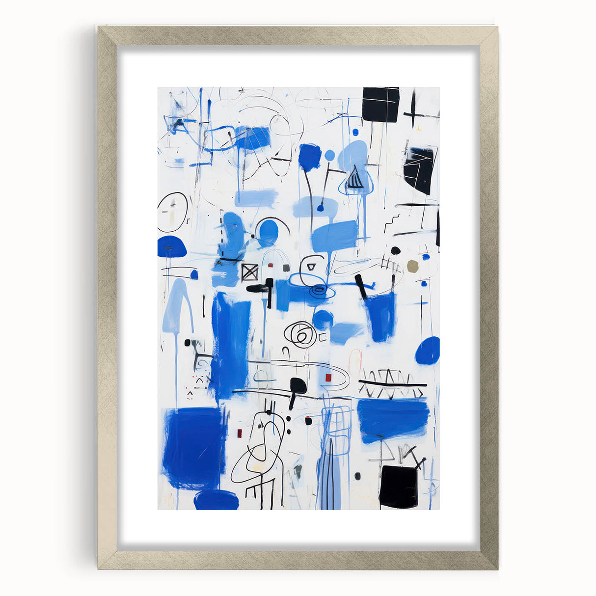 Abstract Electric Blue Wall Art - Modern Vibrant Art Print for Home Decor