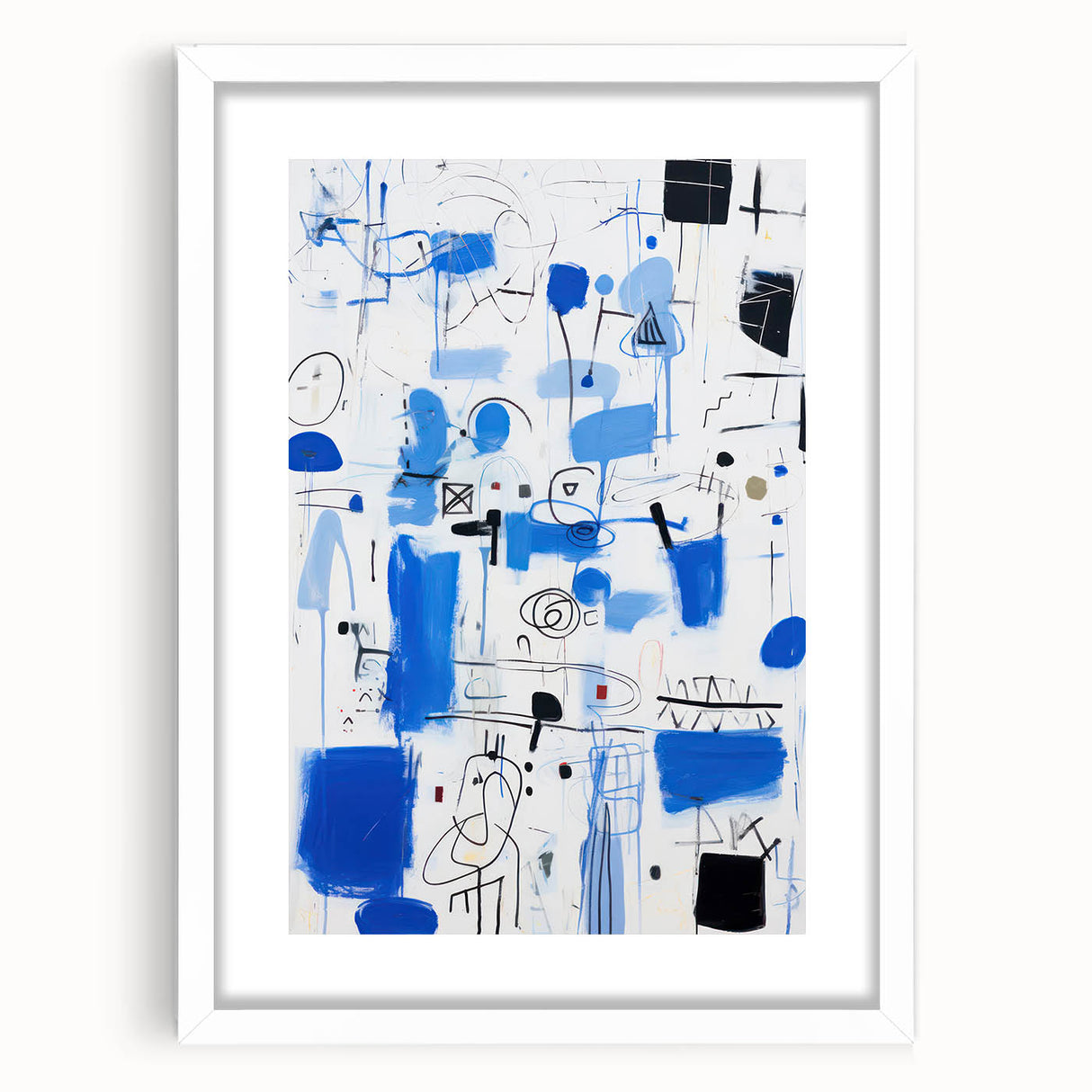 Abstract Electric Blue Wall Art - Modern Vibrant Art Print for Home Decor