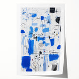 Abstract Electric Blue Wall Art - Modern Vibrant Art Print for Home Decor