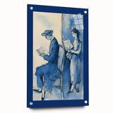 Blue Electric Art Canvas – Modern Reading Scene Electric Wall Decor