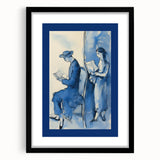 Blue Electric Art Canvas – Modern Reading Scene Electric Wall Decor
