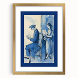 Blue Electric Art Canvas – Modern Reading Scene Electric Wall Decor