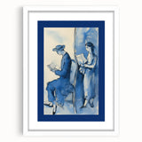 Blue Electric Art Canvas – Modern Reading Scene Electric Wall Decor