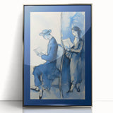 Blue Electric Art Canvas – Modern Reading Scene Electric Wall Decor