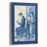 Blue Electric Art Canvas – Modern Reading Scene Electric Wall Decor