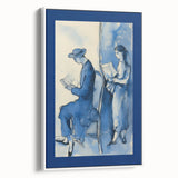 Blue Electric Art Canvas – Modern Reading Scene Electric Wall Decor