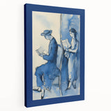 Blue Electric Art Canvas – Modern Reading Scene Electric Wall Decor