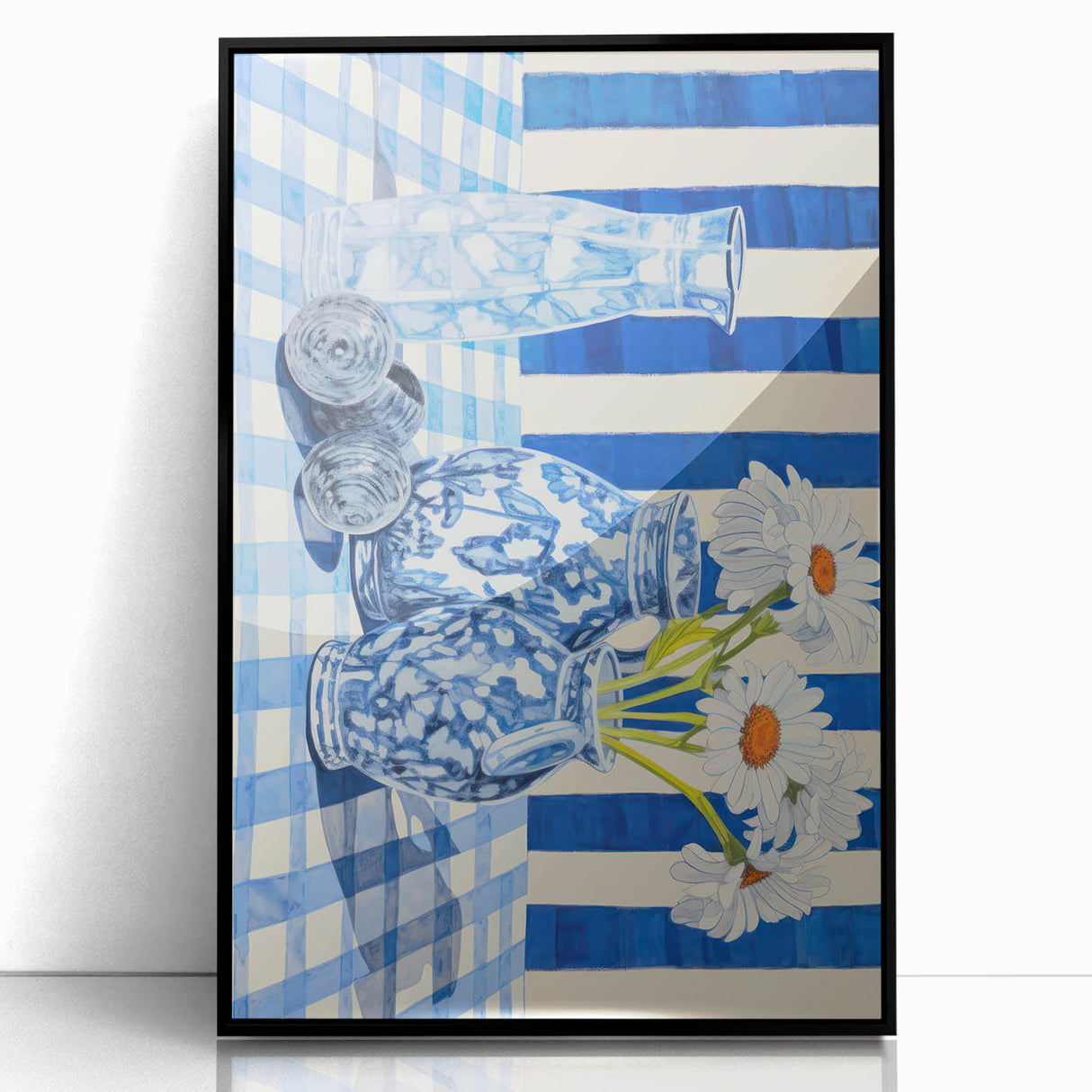 Classic Electric Art Canvas – Blue Floral Vase Electric Wall Decor