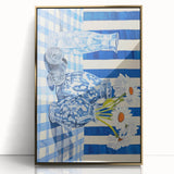 Classic Electric Art Canvas – Blue Floral Vase Electric Wall Decor