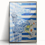 Classic Electric Art Canvas – Blue Floral Vase Electric Wall Decor