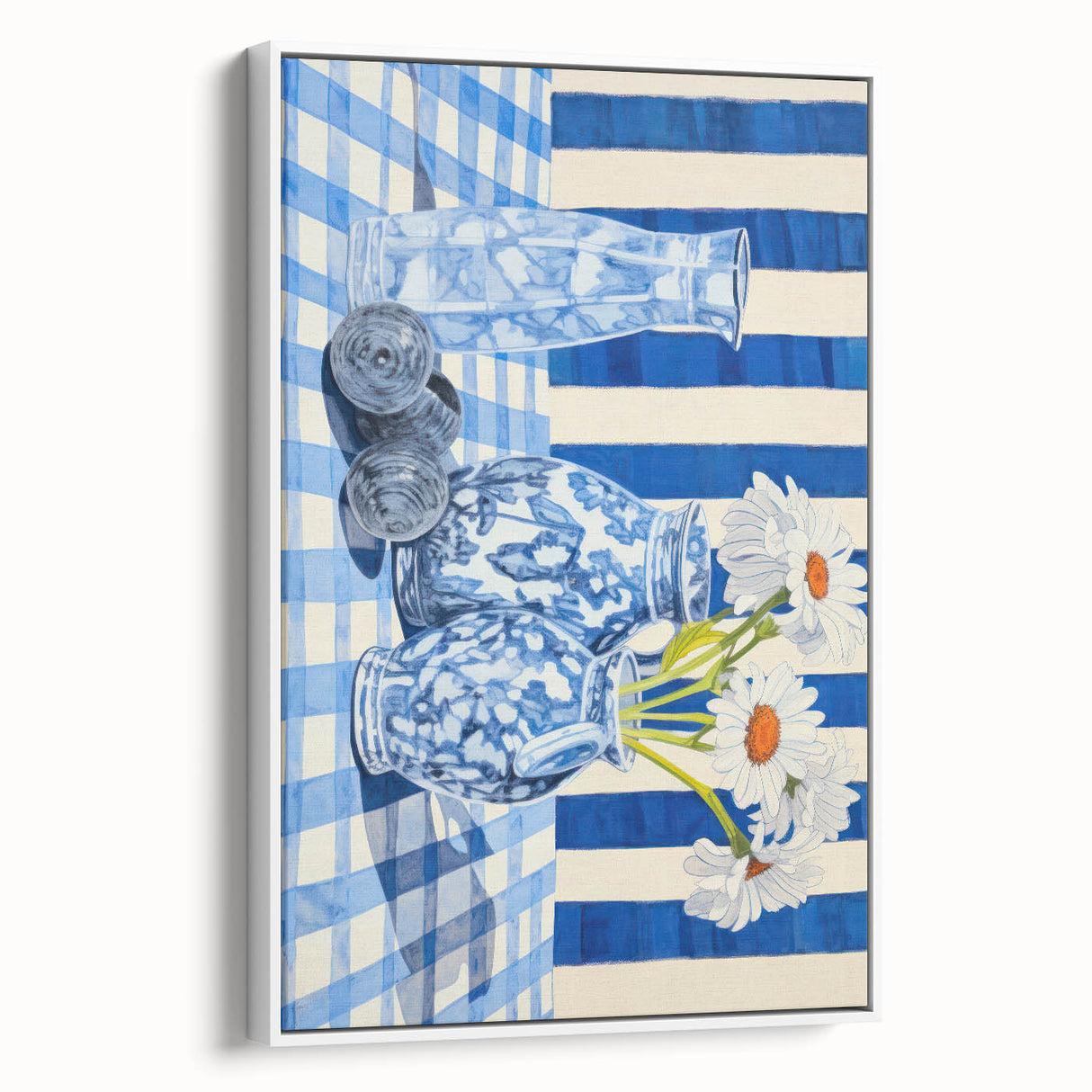 Classic Electric Art Canvas – Blue Floral Vase Electric Wall Decor