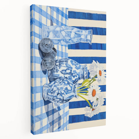 Classic Electric Art Canvas – Blue Floral Vase Electric Wall Decor