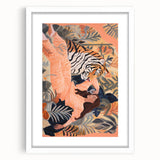 Surreal Electric Art Canvas – Vibrant Tiger & Foliage Wall Decor