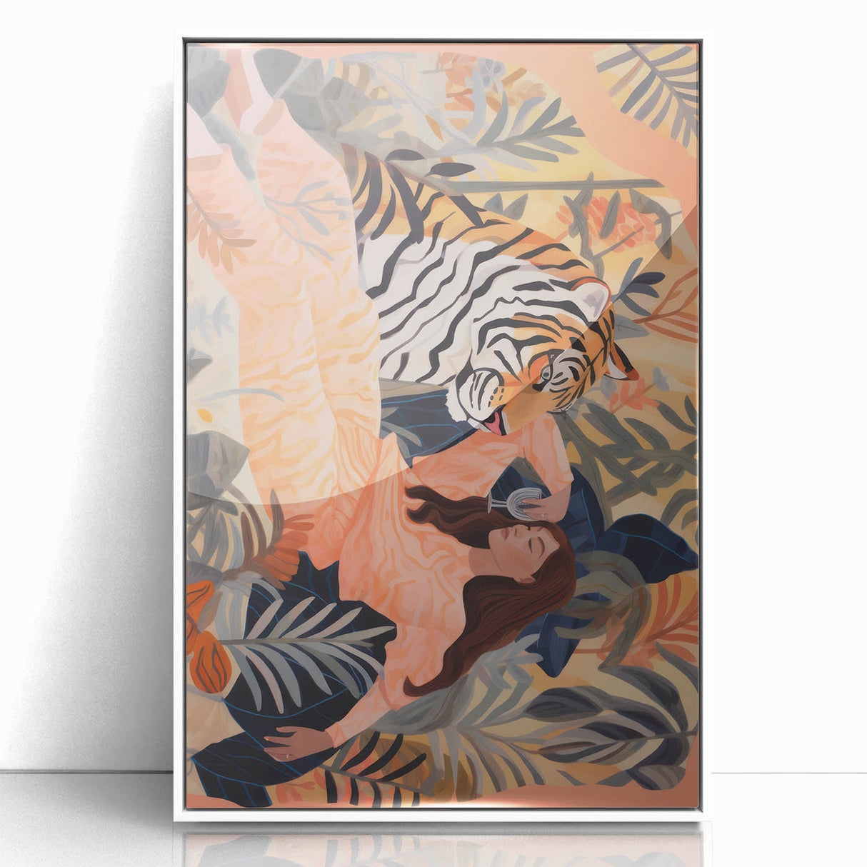 Surreal Electric Art Canvas – Vibrant Tiger & Foliage Wall Decor