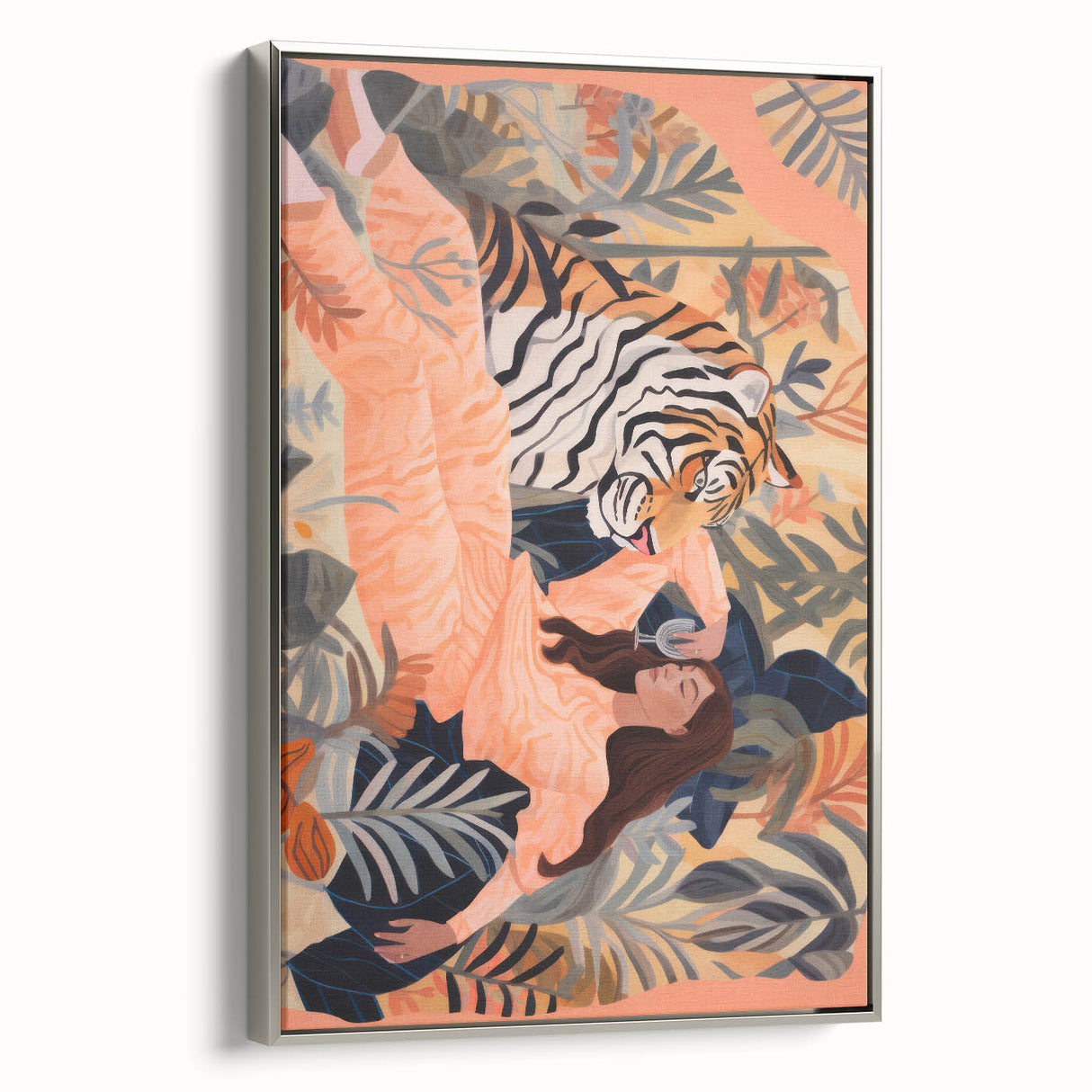 Surreal Electric Art Canvas – Vibrant Tiger & Foliage Wall Decor