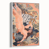 Surreal Electric Art Canvas – Vibrant Tiger & Foliage Wall Decor