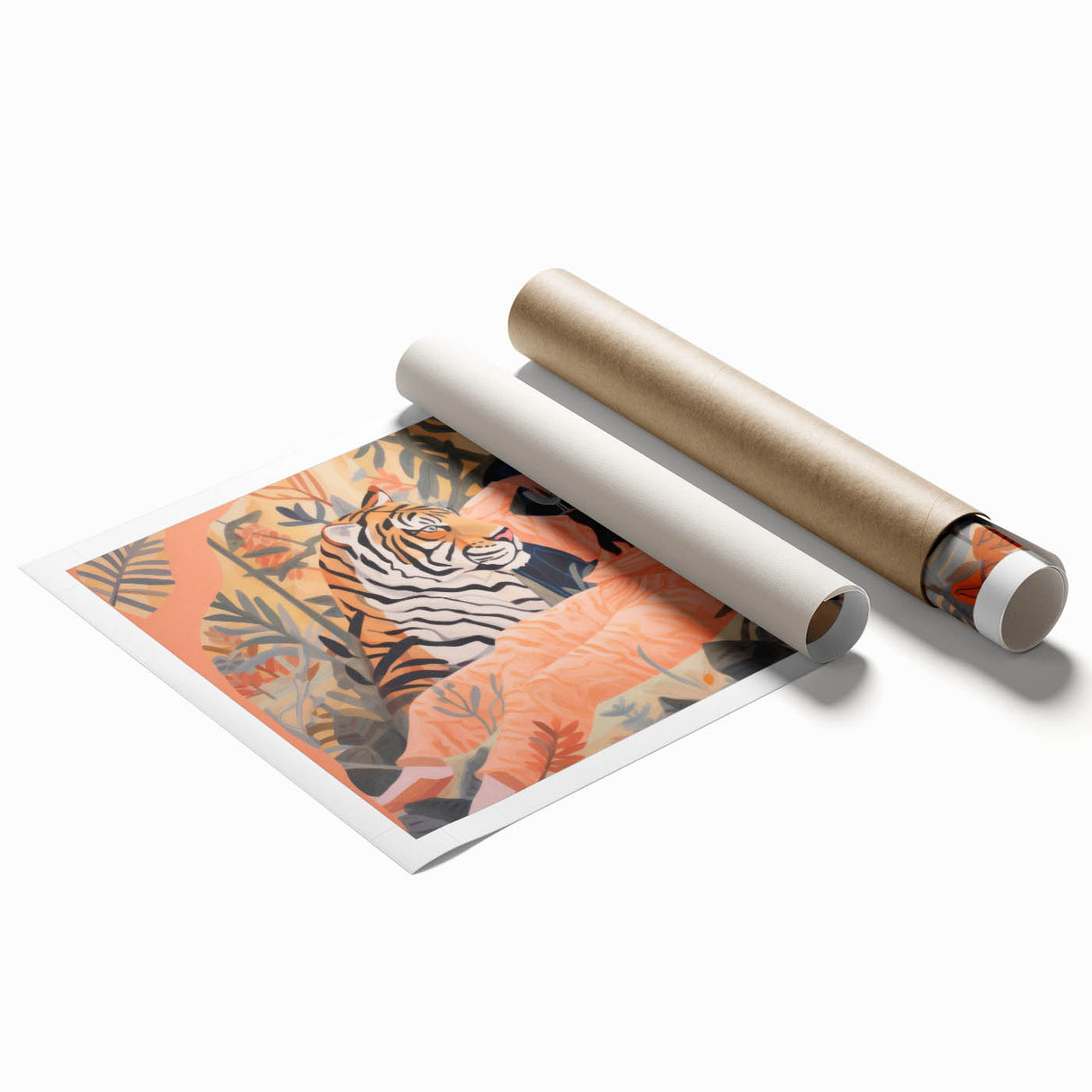 Surreal Electric Art Canvas – Vibrant Tiger & Foliage Wall Decor