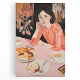 Contemplative Electric Art Canvas – Vibrant Breakfast Scene Wall Decor