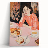 Contemplative Electric Art Canvas – Vibrant Breakfast Scene Wall Decor