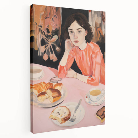 Contemplative Electric Art Canvas – Vibrant Breakfast Scene Wall Decor