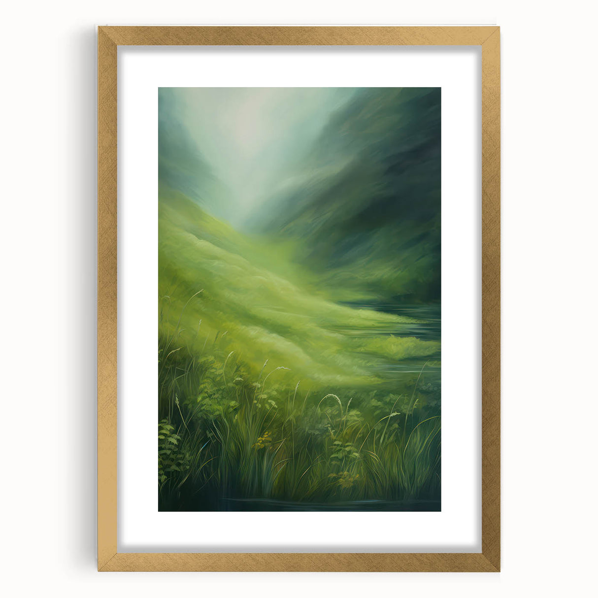 Tranquil Electric Art Canvas – Lush Green Landscape Wall Decor