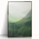 Misty Green Electric Art Canvas – Serene Nature Landscape Wall Decor