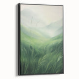 Misty Green Electric Art Canvas – Serene Nature Landscape Wall Decor