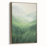Misty Green Electric Art Canvas – Serene Nature Landscape Wall Decor
