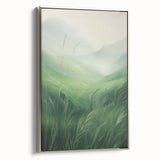 Misty Green Electric Art Canvas – Serene Nature Landscape Wall Decor