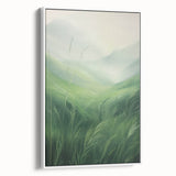 Misty Green Electric Art Canvas – Serene Nature Landscape Wall Decor