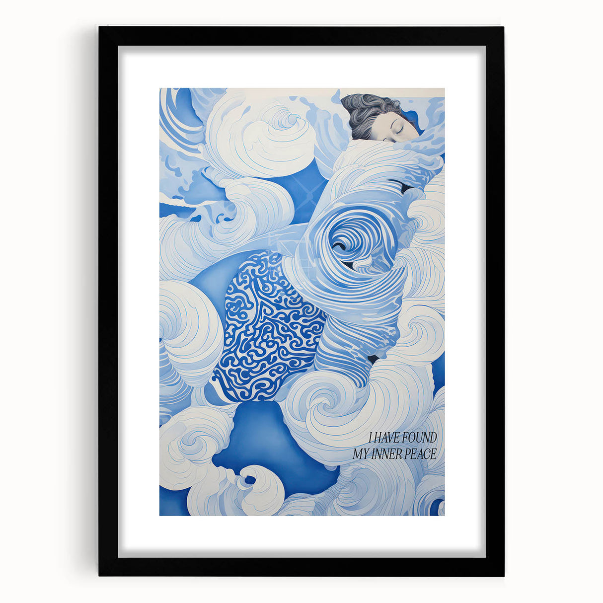 Tranquil Electric Art Canvas – Swirling Blue and White Dream Wall Decor