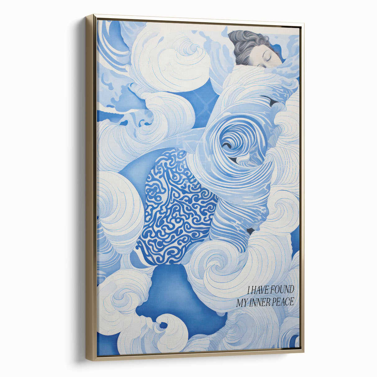 Tranquil Electric Art Canvas – Swirling Blue and White Dream Wall Decor