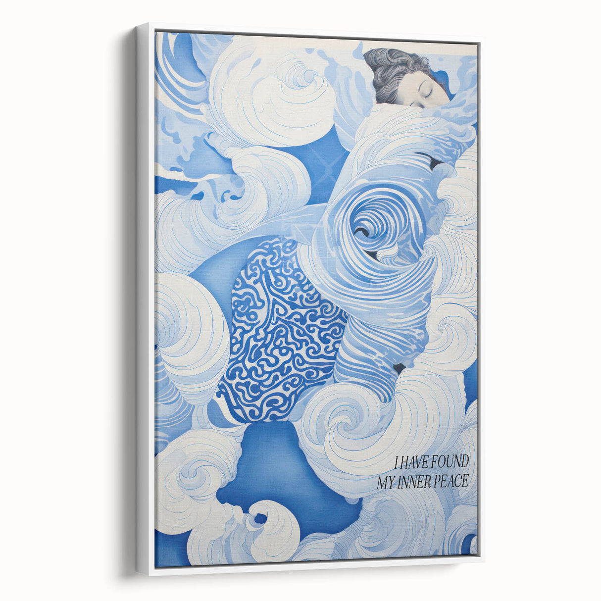 Tranquil Electric Art Canvas – Swirling Blue and White Dream Wall Decor