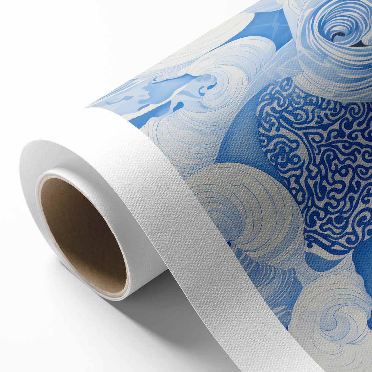 Tranquil Electric Art Canvas – Swirling Blue and White Dream Wall Decor