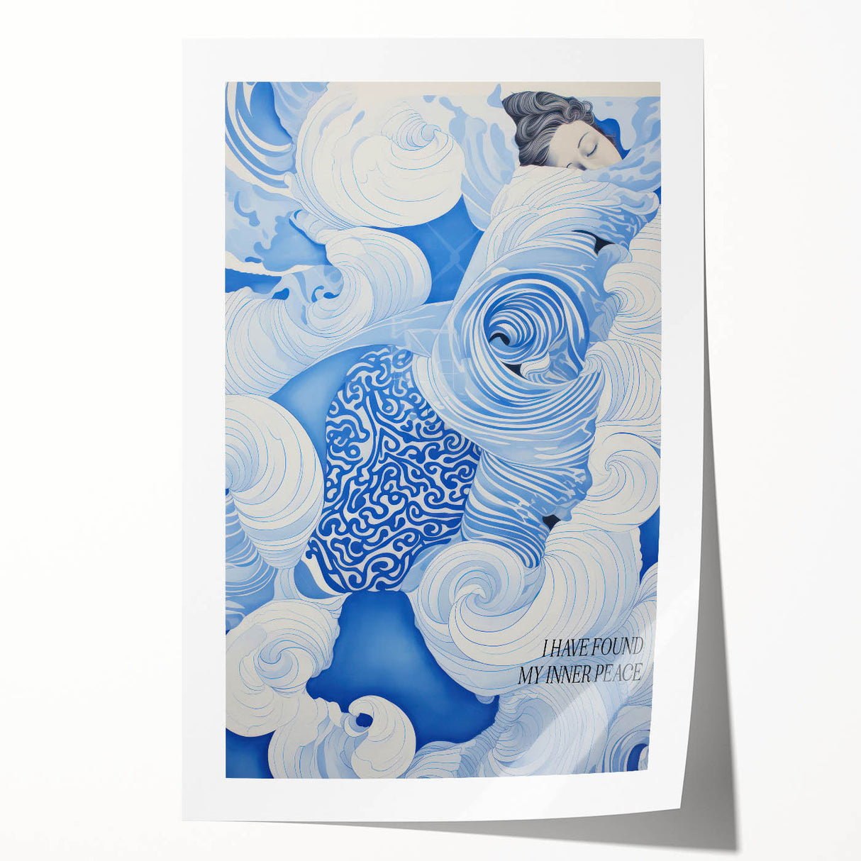 Tranquil Electric Art Canvas – Swirling Blue and White Dream Wall Decor