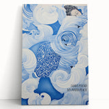 Tranquil Electric Art Canvas – Swirling Blue and White Dream Wall Decor