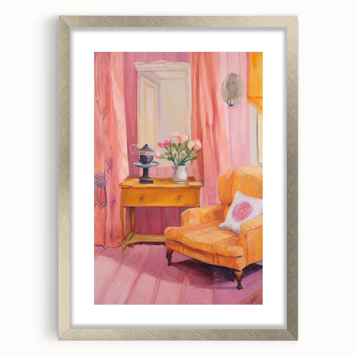 Electric Art Canvas - Vibrant Modern Decor with Floral and Chair Motif