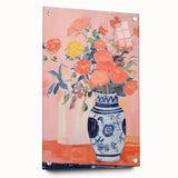 Electric Floral Wall Art - Vibrant Flower Vase Canvas with Modern Decor