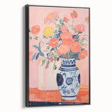 Electric Floral Wall Art - Vibrant Flower Vase Canvas with Modern Decor