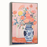 Electric Floral Wall Art - Vibrant Flower Vase Canvas with Modern Decor