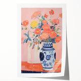 Electric Floral Wall Art - Vibrant Flower Vase Canvas with Modern Decor